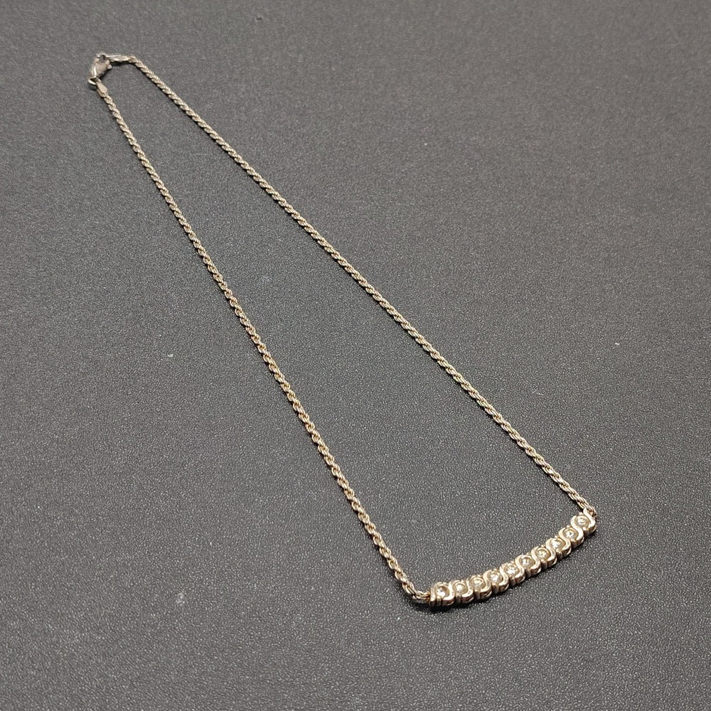 Curved Bar Necklace Women 18" Sterling Silver Rope Chain Italy 925